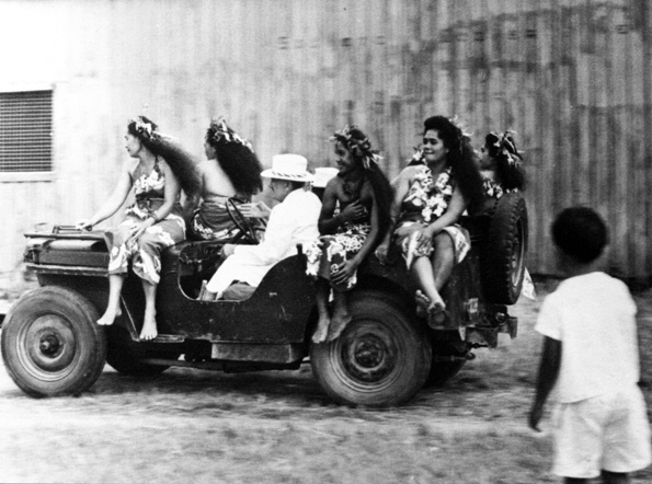 WW2 Navy JEEP in civilian use, ca 1955 Bora Bora