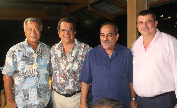 Le Premier ministre des îles Cook Henry Puna, le président de la Polynésie française, Edouard Fritch, le président des Etats fédérés de Micronésie, Peter Christian, et le président du gouvernement de Nouméa Philippe Germain.