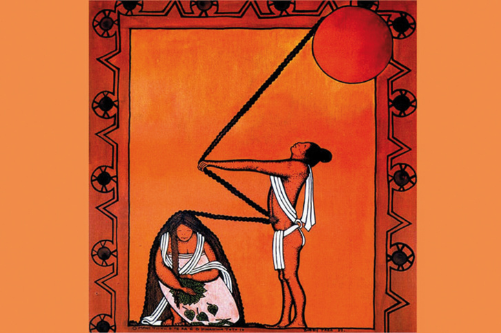 Māui interroge en permanence  la réalité et cherche des solutions  à ce qui est vécu comme une fatalité. (Tableau de Bobby Holcomb)