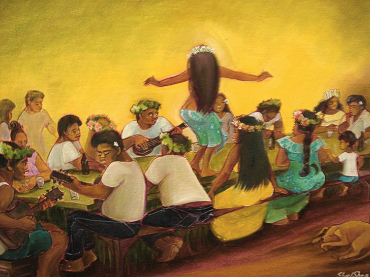 Souhaitons simplement que chacun décide de s’inventer des joies autrement qu’en détruisant et accroissant la facture laissée en héritage à nos descendants. Tableau de Jean Shelsher "La Bringue"